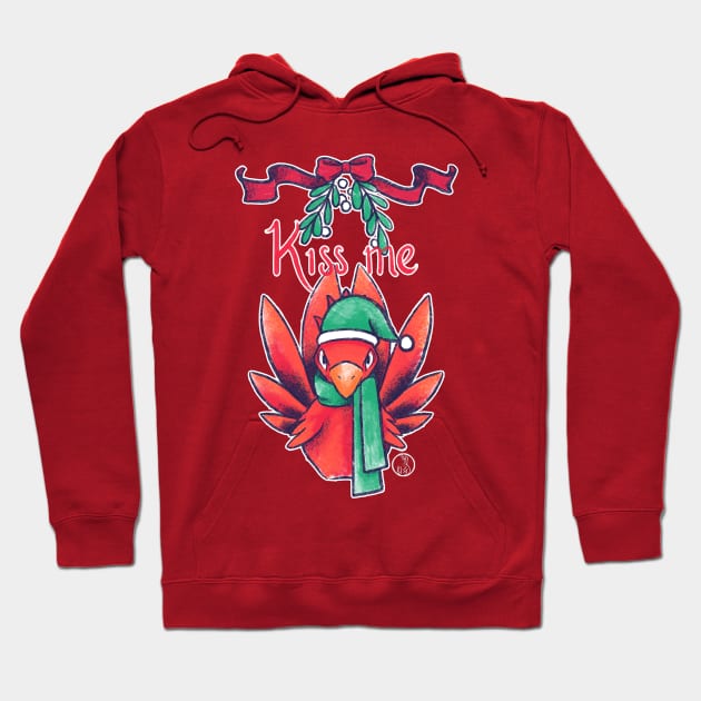 Kiss Me. I dare you. Red Chocobo under the mistletoe from Final Fantasy 14 Online Hoodie by SamInJapan